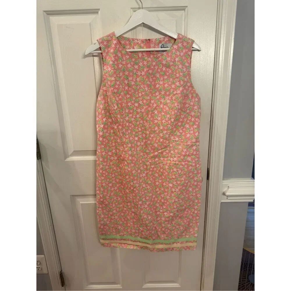 Lilly Pulitzer Vintage Pink Pineapple Shift Dress sz 12 EUC